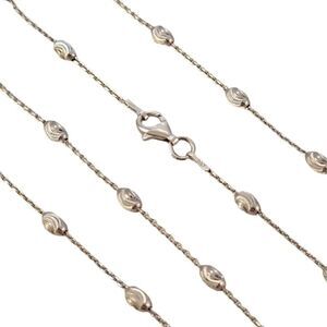 Delicate Sterling Floating Diamond Cut 34" Link Chain Necklace